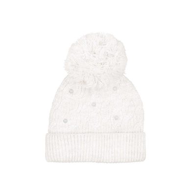 Mayoral cream pearl knit hat 10308