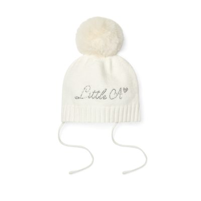Little A Diamond white pom pom hat 6316